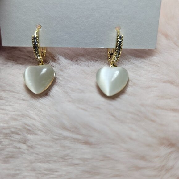 Summer unique Cat Eye Stone Heart Earnings, vintage French-style fashion - Picture 6 of 6